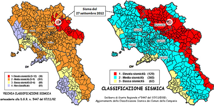 Classificazione del rischio sismico in Campania: 800mila fabbricati in zone pericolose