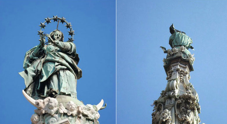 Piazza del Gesù, la statua dell'Immacolata cambia il suo aspetto