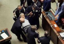 Vittorio Sgarbi, espulso di peso dall'aula parlamentare