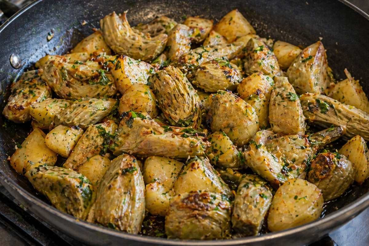 Ricetta carciofi e patate alla romana